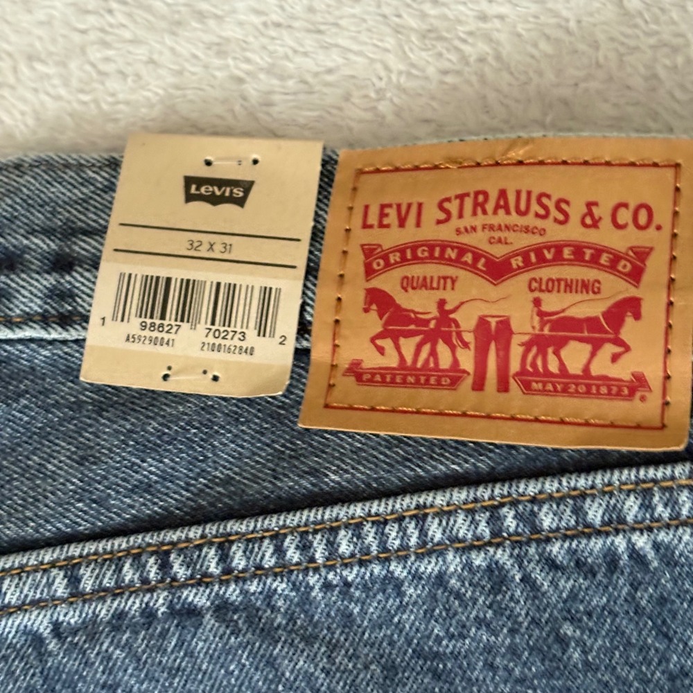 Levis 94 Baggy Wide Leg Jeans Womens 32x31 Medium Wash Blue Denim Mid Rise - Picture 10 of 12